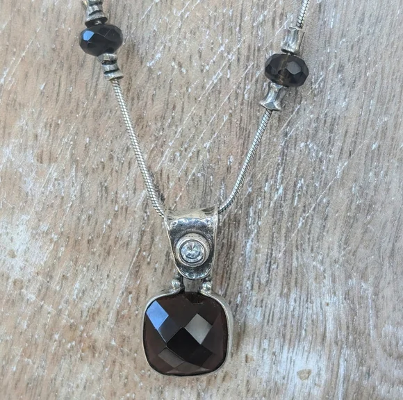 Silpata Smoky Topaz And Sterling Silver Necklace - Picture 2 of 10
